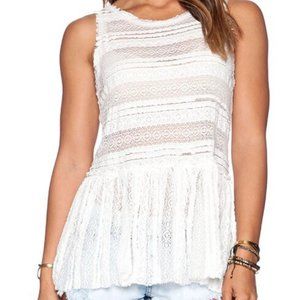 NWT Free People Intimately Stretch Ivory *Pucker Lace* Sleeveless Tank Size XS
